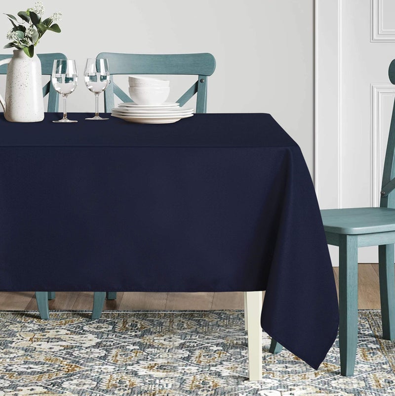 sancua Rectangle Tablecloth - 54 x 108 Inch - Stain and Wrinkle Resistant Washable Polyester Table Cloth, Decorative Fabric Table Cover for Dining Tables, Buffet Parties and Camping, Navy - Image 2
